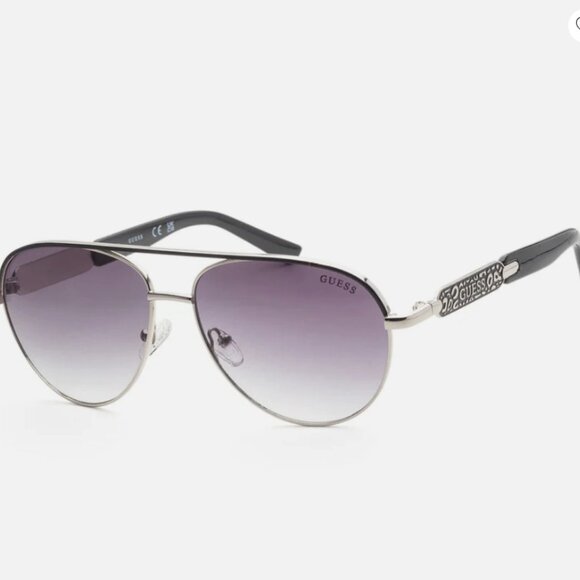 Guess Metal Frame Aviator style silver & black Sunglasses NEW in case - Picture 1 of 8